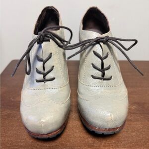 Kork-Ease Gray Leather Wedges